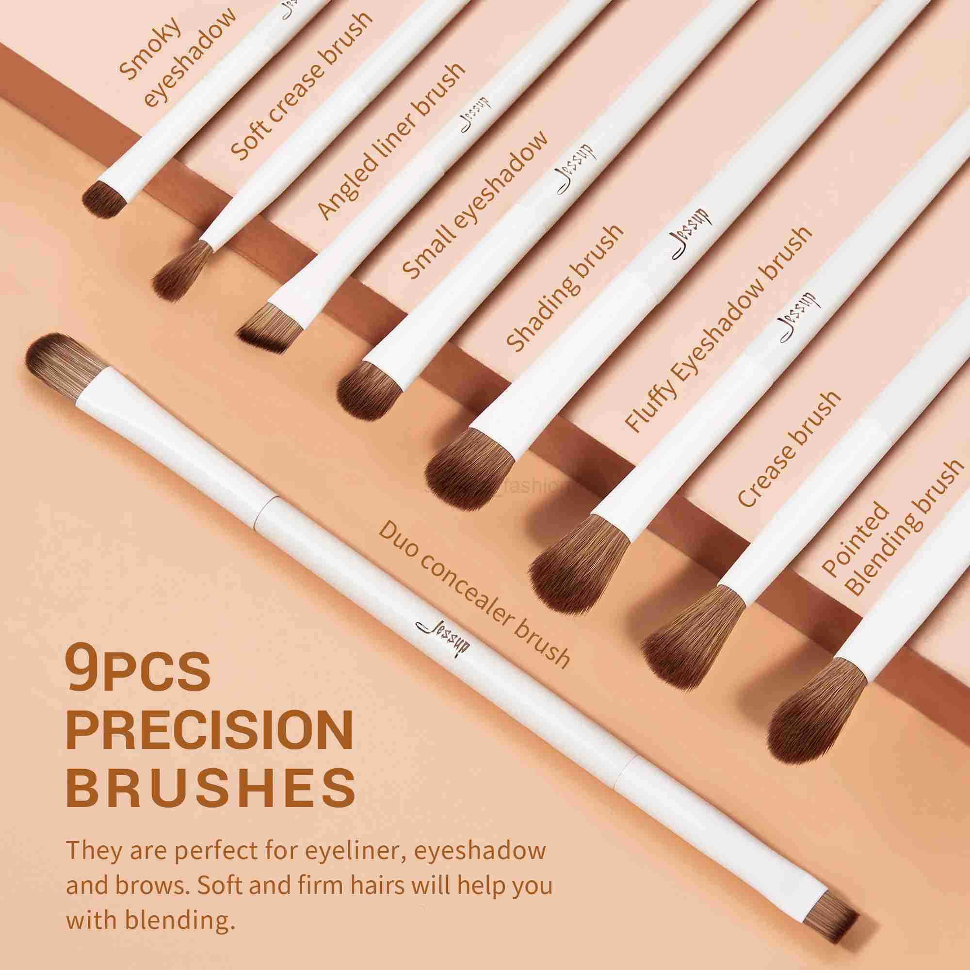 Jessup Makeup Brushes 10-14pc Makeup Brush set Synthetic Foundation Brush Powder Contour Eyeshadow Liner Blending Highlight T329CL240708