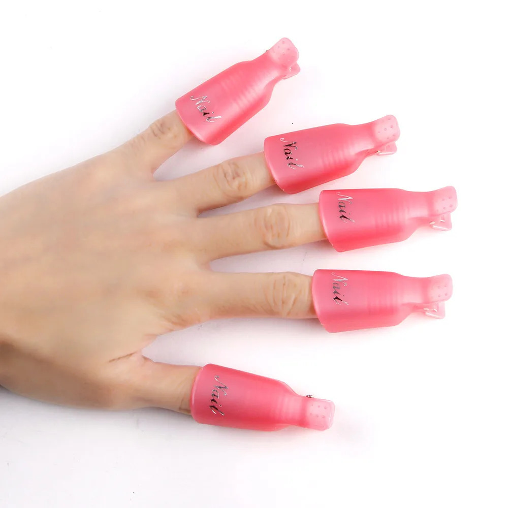 10 pieces of nail art cap clip plastic UV gel polishing removal package tool finger nail polish removal tool nail polish removal tool 240705