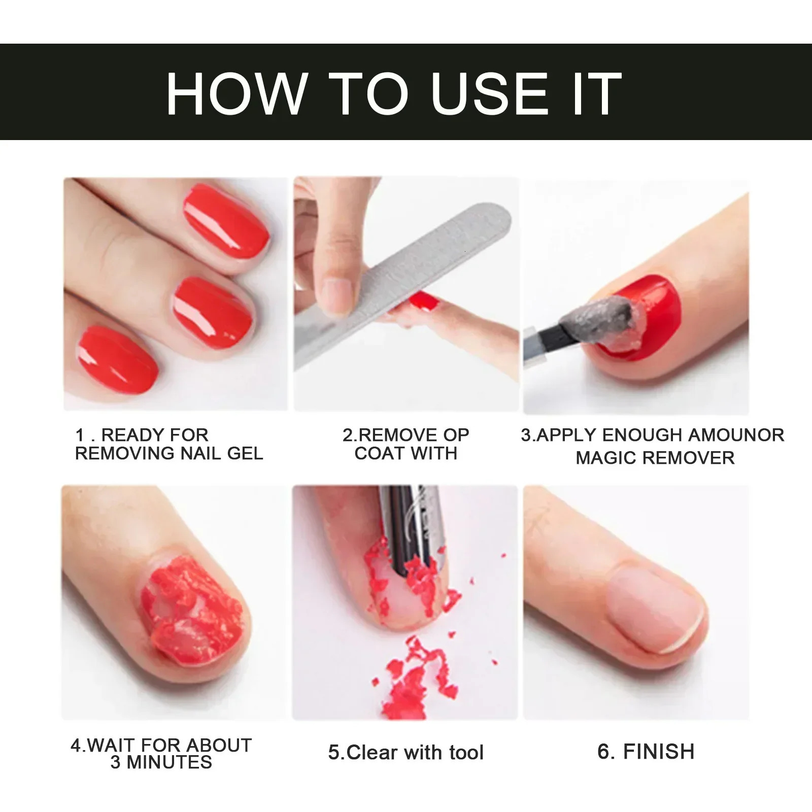 3-minute magic quick removal of gel nail polish harmless nail polish acrylic semi anent varnish cleaning and polishing 240705