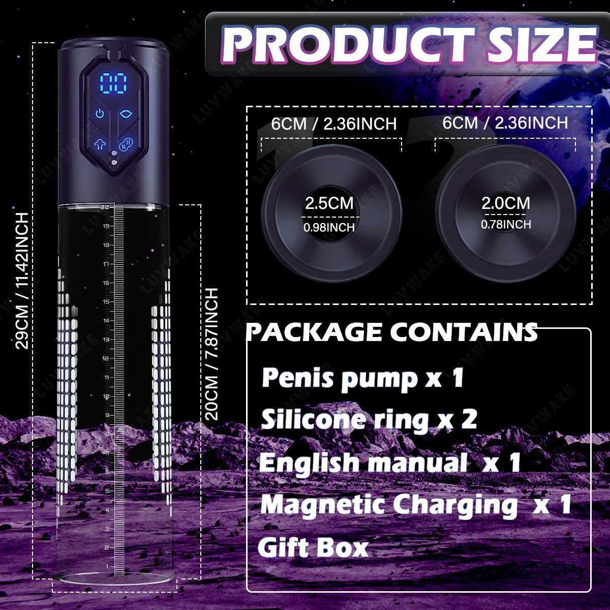 IPX7 Waterproof Electric Pump Penis Erection Enlargement Automatic Vacuum Pump for Men 4 Suction Masturbating sexes Toy for MenB240708