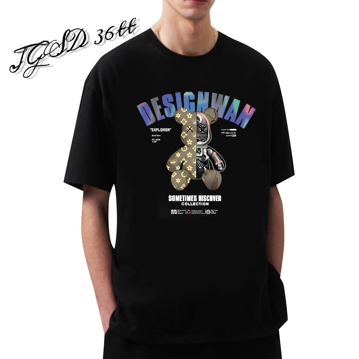 2024 DIY Men T Shirts Asian Size Men Tops Tees Spring Summer Short Sleeve Cotton O-Neck Loose Fit Top Tees