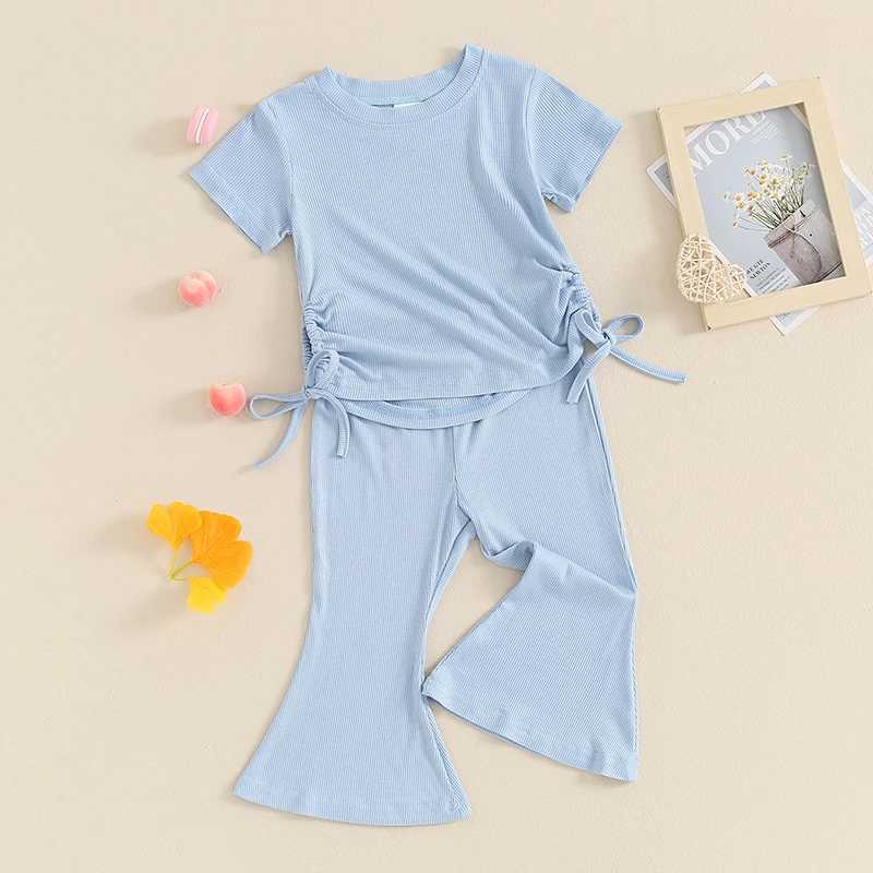 Clothing Sets 2024-03-06 Lioraitiin 9M-4Y Toddler Infant Baby Girls Clothes Solid Color Sleeveless Camisole Linen Pants Set Baby Summer Outfit R240708