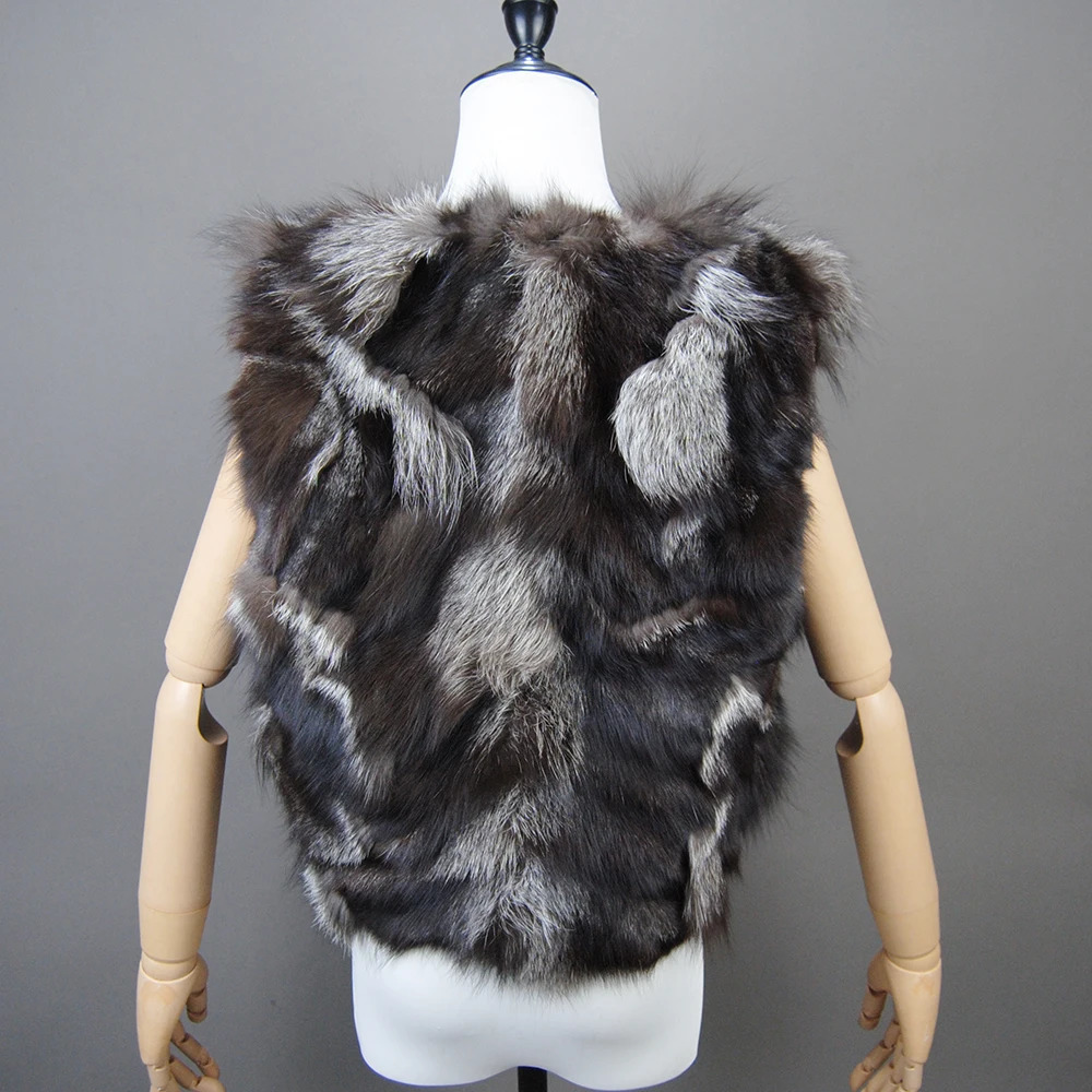 Fox Fur Gilet Real Fur Short Women Natural Winter Feminino Genuine Fur Vest Female Real Short Fur Vest Colete De Inverno 240704