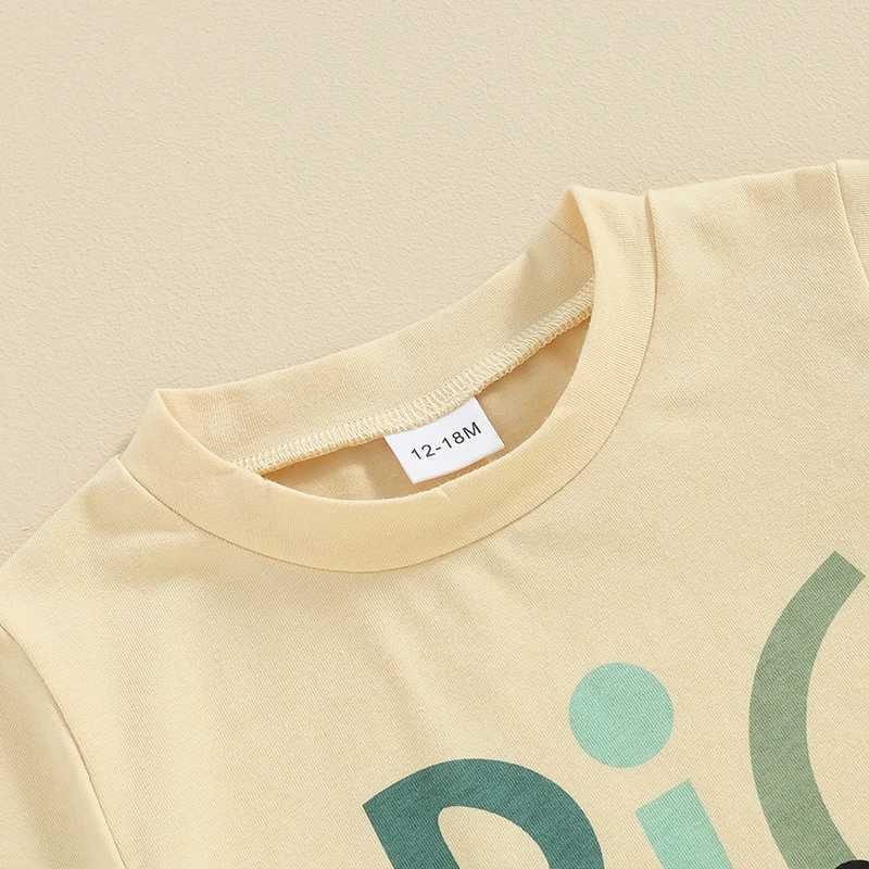 Clothing Sets 2024-01-11 Lioraitiin Summer Baby Boys Brother Outfit Letter Print Short Sleeve T-Shirt and Elastic Pants Clothes Set R240708