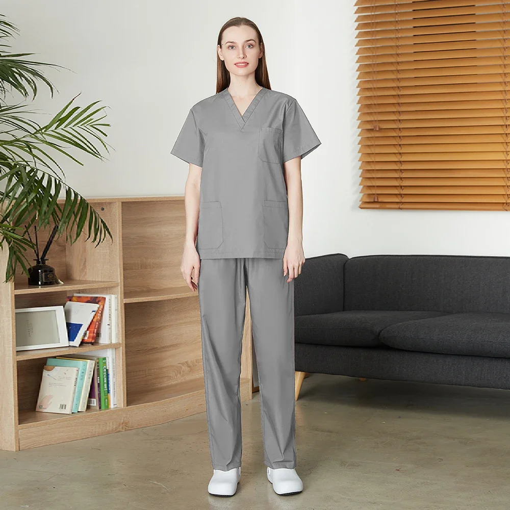 Pet Shop Veterinary Work Uniform Set Unisex Dental Clinic Clinical Nurse Two-piece Wholesale High-quality Scrubs Clothes 240704CJ