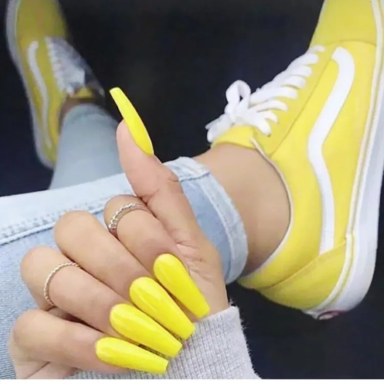 100Pcs Candy Color Long Ballet Dancer False Nail Tip Full Cover Matte Acrylic False Nail Tip DIY Beauty Hand Extension Tool 240705