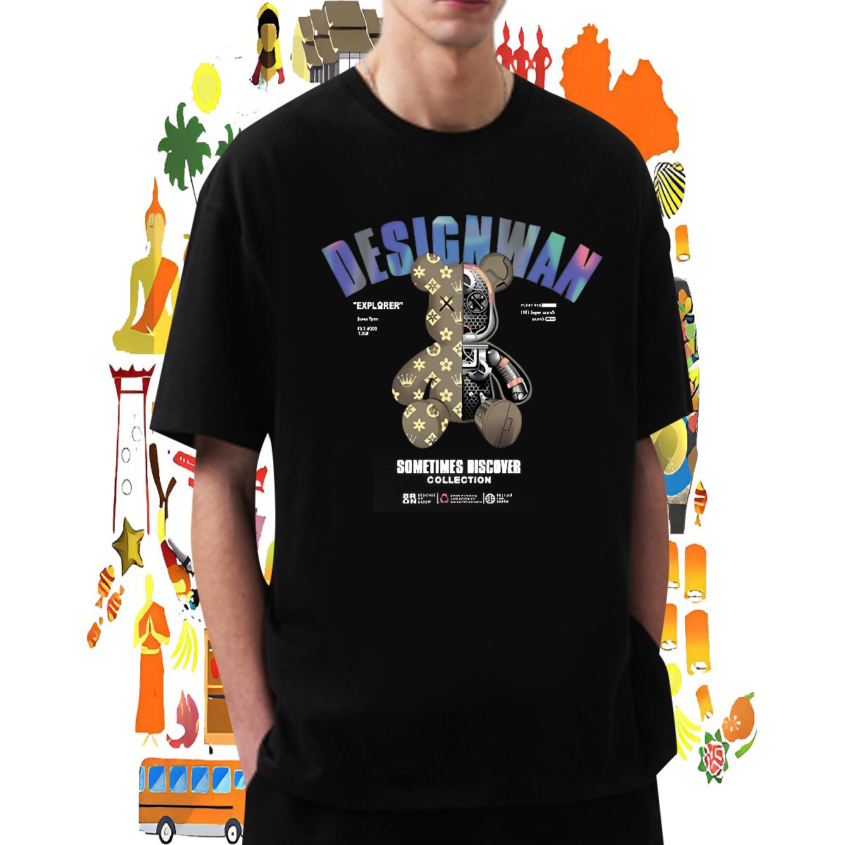 2024 Summer Man T Shirts DIY Printed Hip Hop Street Men Tops Tees Breathable Crew Neck Designer