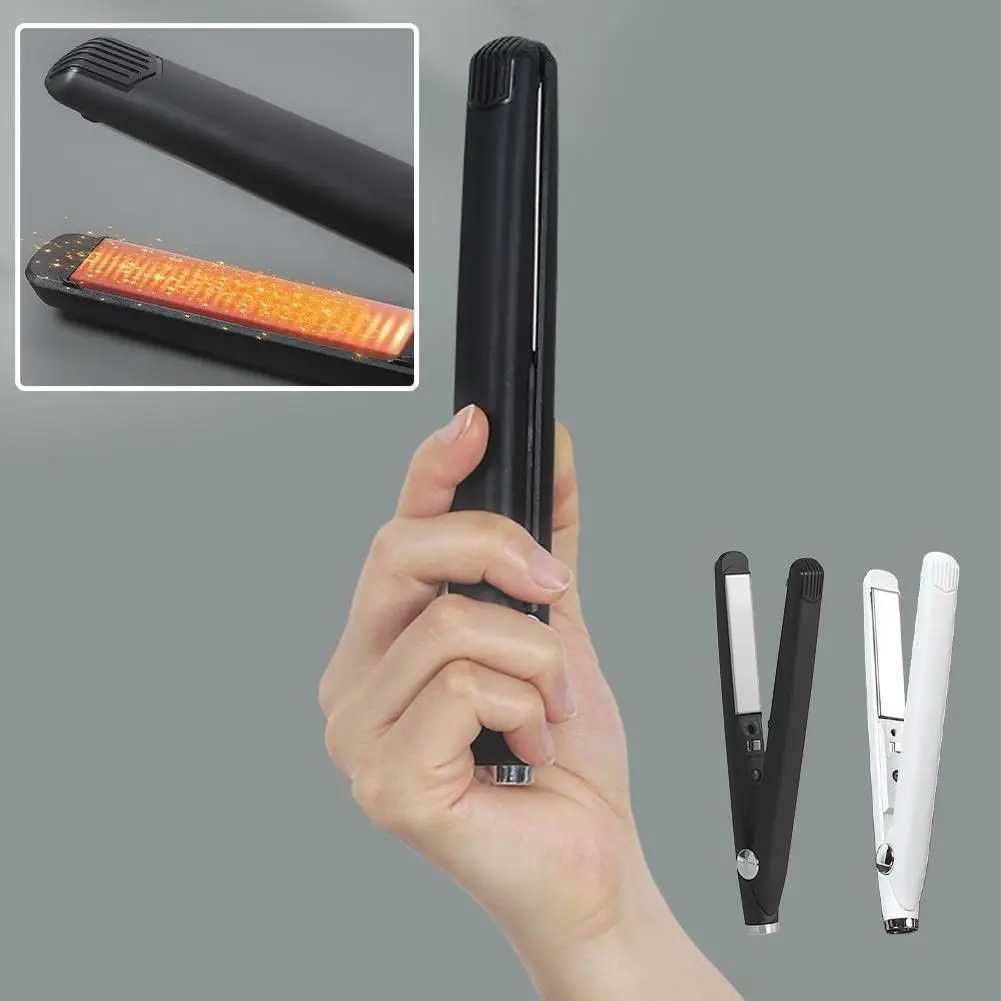 New Arrival Mini USB portable cordless straightener curling iron professional split flat iron tool straightener rechargeable St V7N5 Z241022