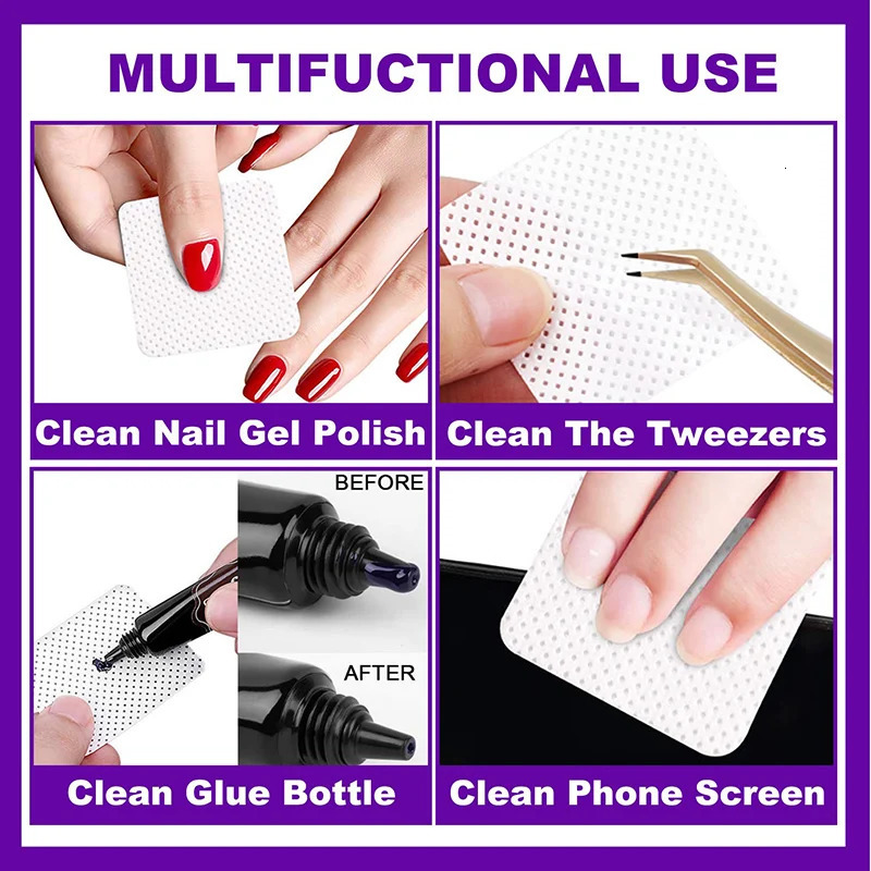 1000 pcs unlined nail towel nail polish removing pad absorbs soft eyelashes extends glue cleans towel removing handle tool 240705