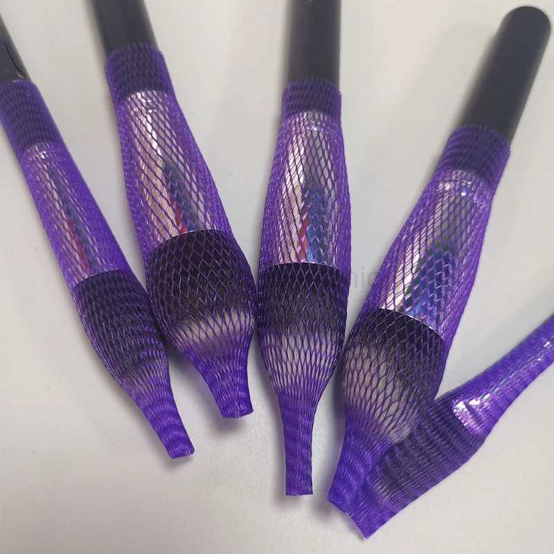 50PCS Makeup Brushes Mesh Protectors Cover Beauty Elastic Mesh Protective Net Makeup Cosmetic Tool Kits Brush Net Pen CoverCL240708