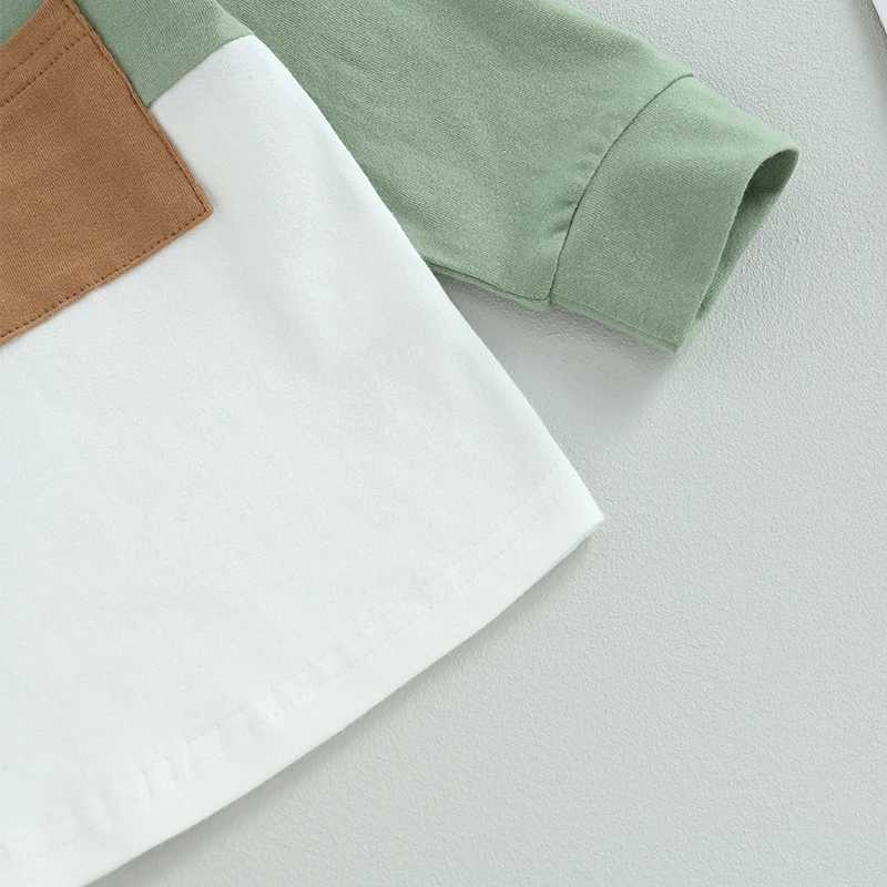 Clothing Sets 2023-06-05 Lioraitiin 0-3Years Toddler Boys 2PCS Fall Clothing Sets Long Sleeve Contrast Color Tops Drstring Pants Sets