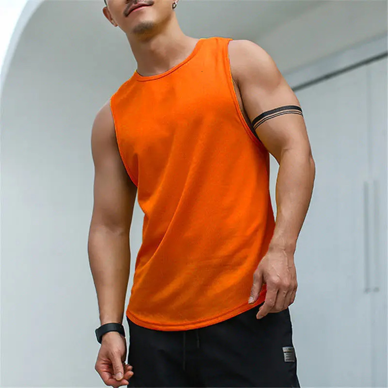 Summer Solid Cotton Tank Top Men Clothing Hip Hop Sports Quick Drying Breathable Y2k Loose Casual Hipster Vest Streetwears 240703