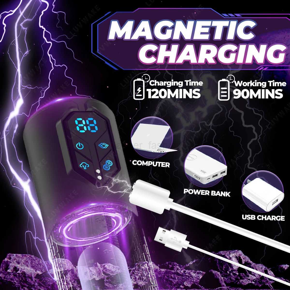 IPX7 Waterproof Electric Pump Penis Erection Enlargement Automatic Vacuum Pump for Men 4 Suction Masturbating sexes Toy for MenB240708