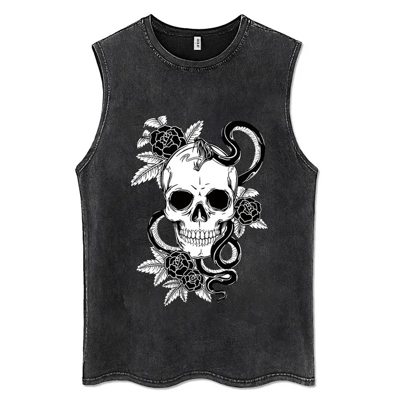 Distressed Washed Tank Tops Y2K Clothes Men Women Oversized Vest Anime Girls Sleeveless Tshirt Hipster Casual Summer Dress 240703