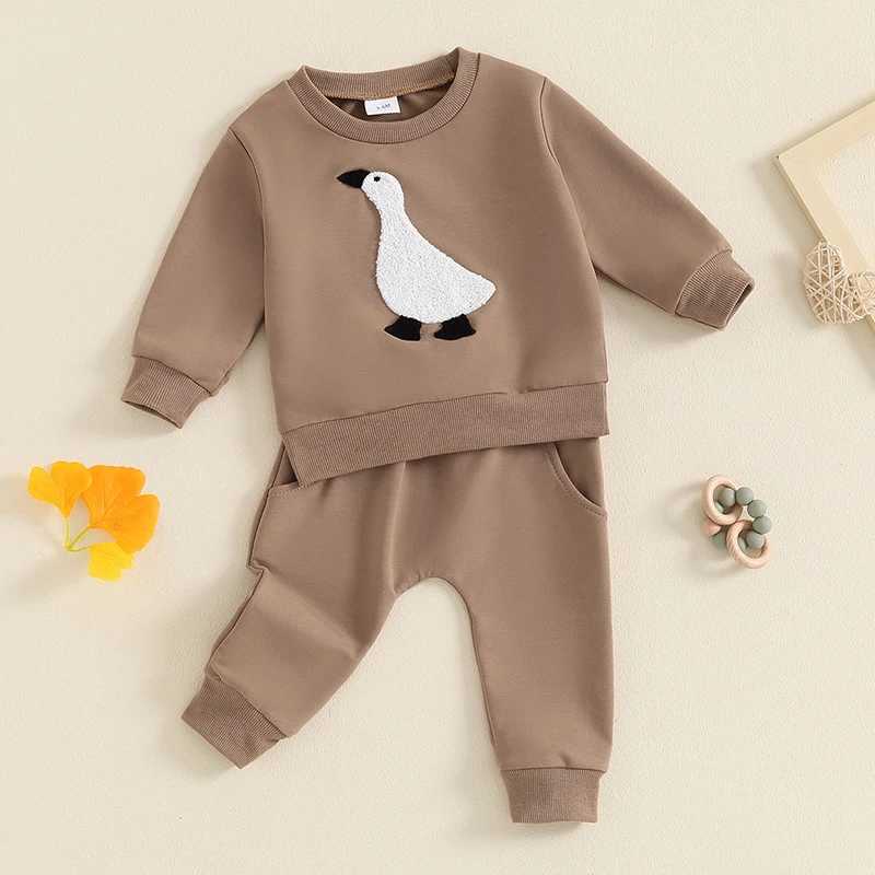 Clothing Sets Baby Boys Fall Pant Outfits Goose Embroidery Long Sleeve Pullover Sweatshirt and Sweatpants Set Toddler Clothes R240708