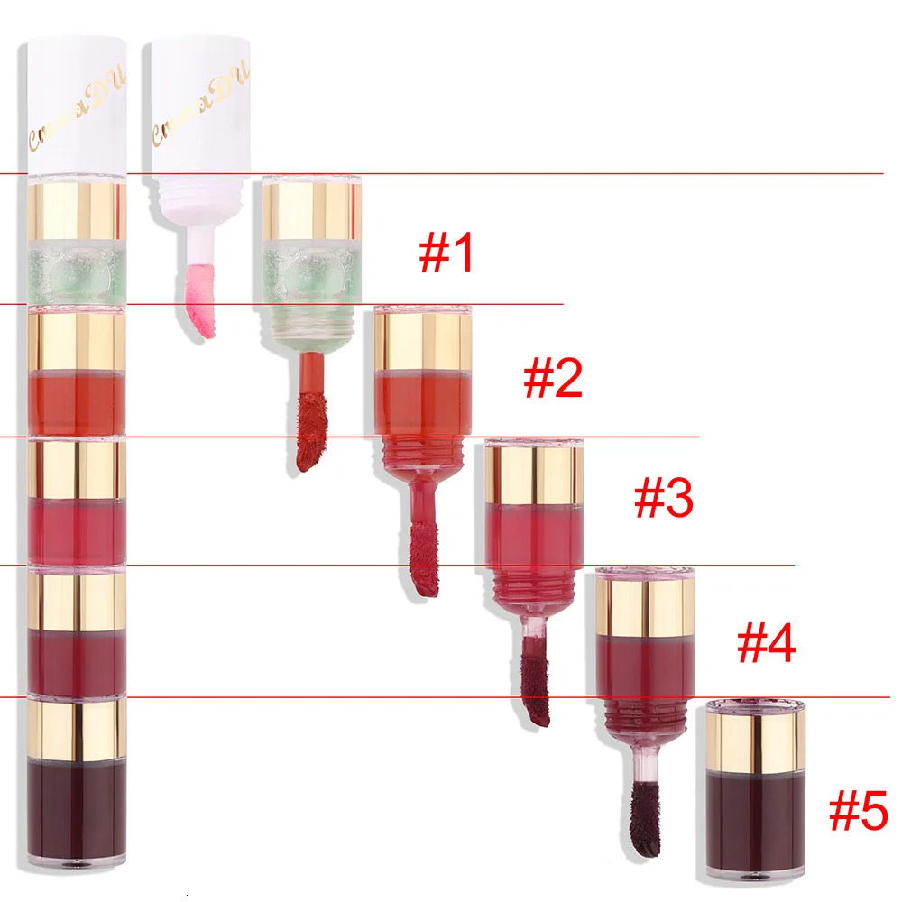 5-in-1 matte lipstick kit combination strip velvet sexy red lip coloring non sticky cup lipstick gloss lipstick makeup lipstick set 240705