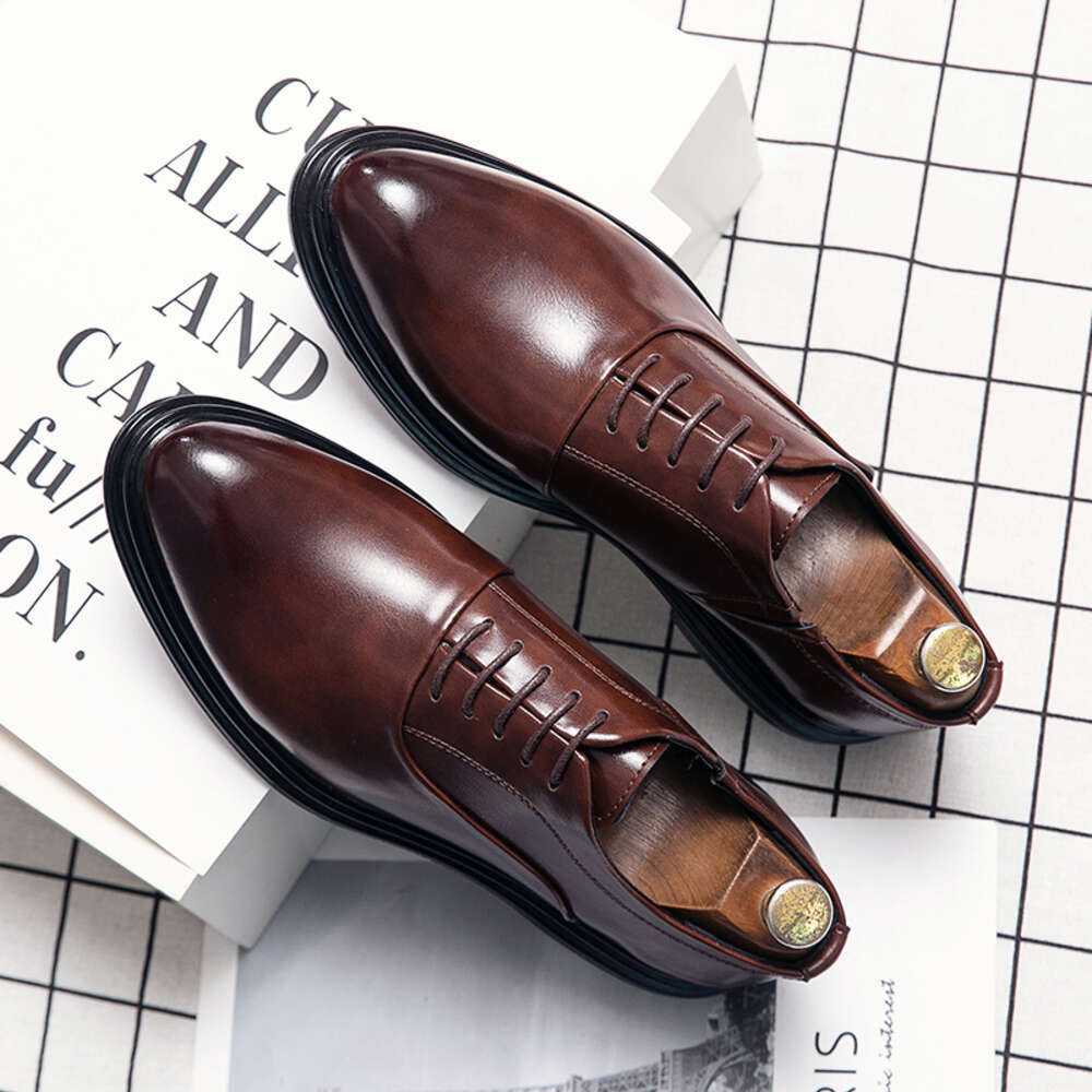 Business Formal Leather 2024 Autumn Men Low-Top Solid Wedding Color Fashion Oxford Pointed Office Shoes
