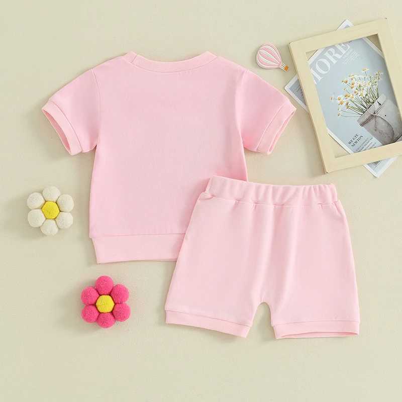 Clothing Sets 2024-01-13 Lioraitiin 0-3Y Toddler Baby Girl summer Clothes Aunties Girl Embroidery Short Sleeve T-Shirt Top Shorts Set Outfit R240708