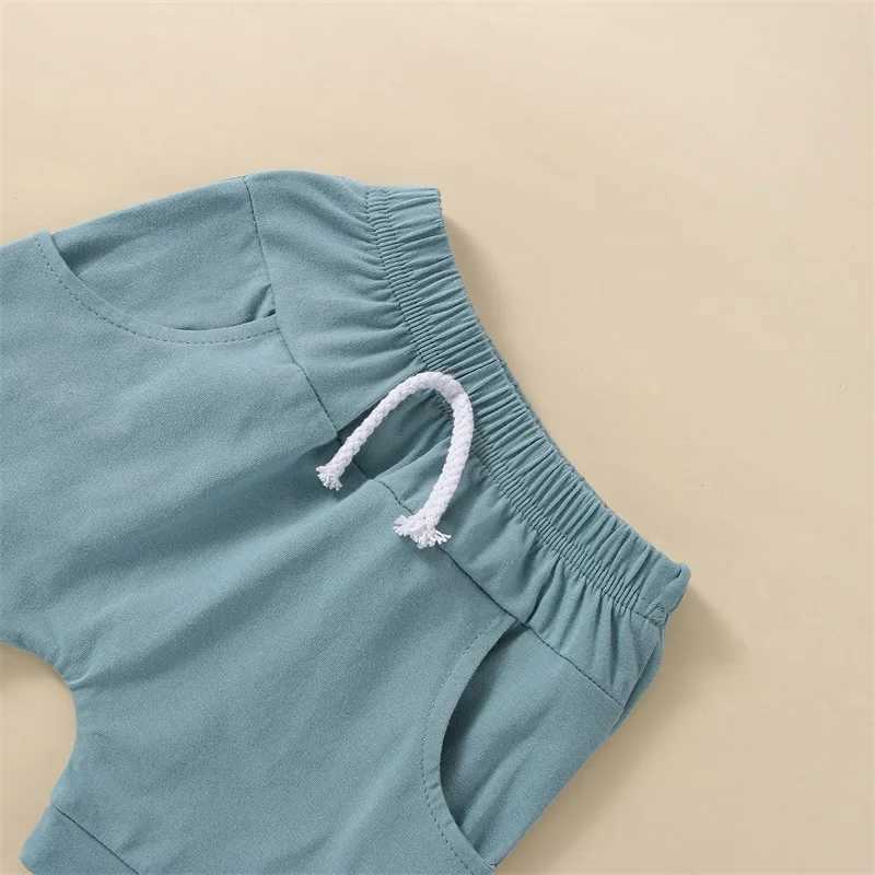 Clothing Sets 2022-12-21 Lioraitiin 0-3Years Toddler Boy 2Pcs Summer Clothes Set Short Sleeve Round Neck Stripe Print T-Shirt Solid Shorts R240708