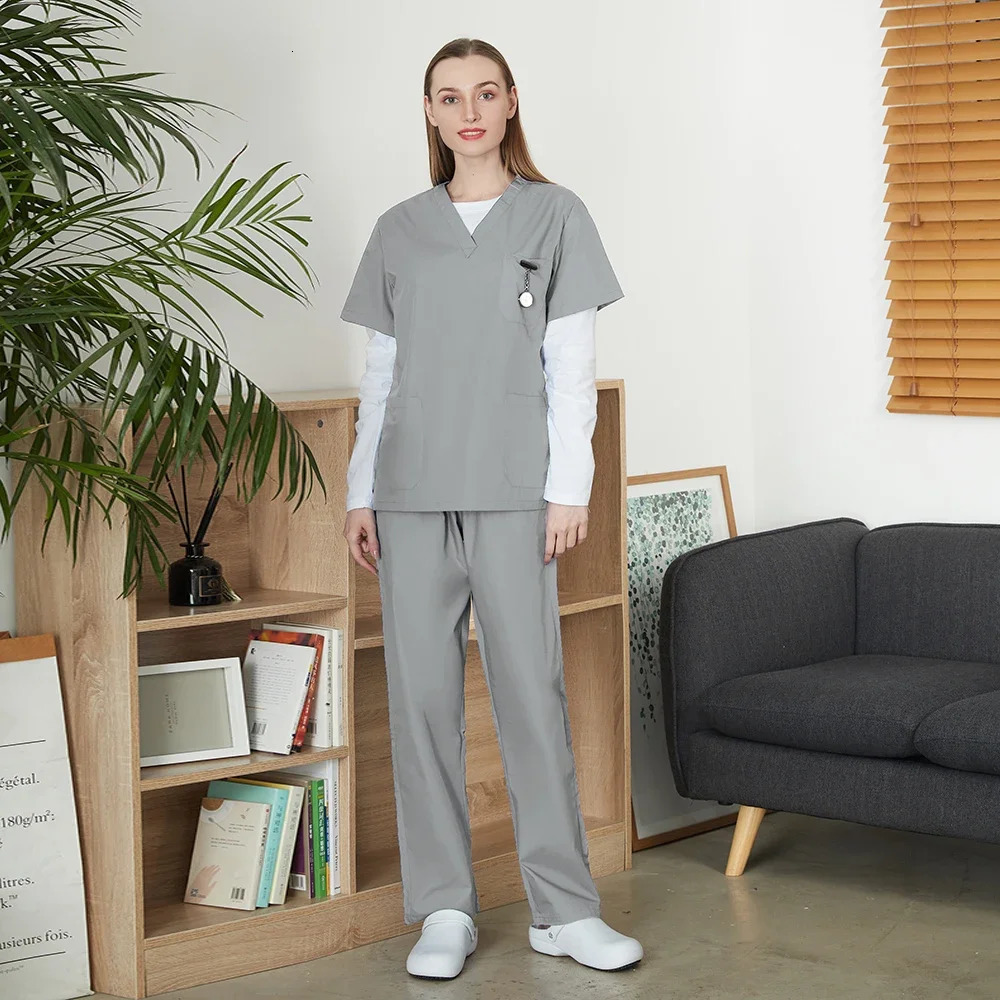 Pet Shop Veterinary Work Uniform Set Unisex Dental Clinic Clinical Nurse Two-piece Wholesale High-quality Scrubs Clothes 240704CJ