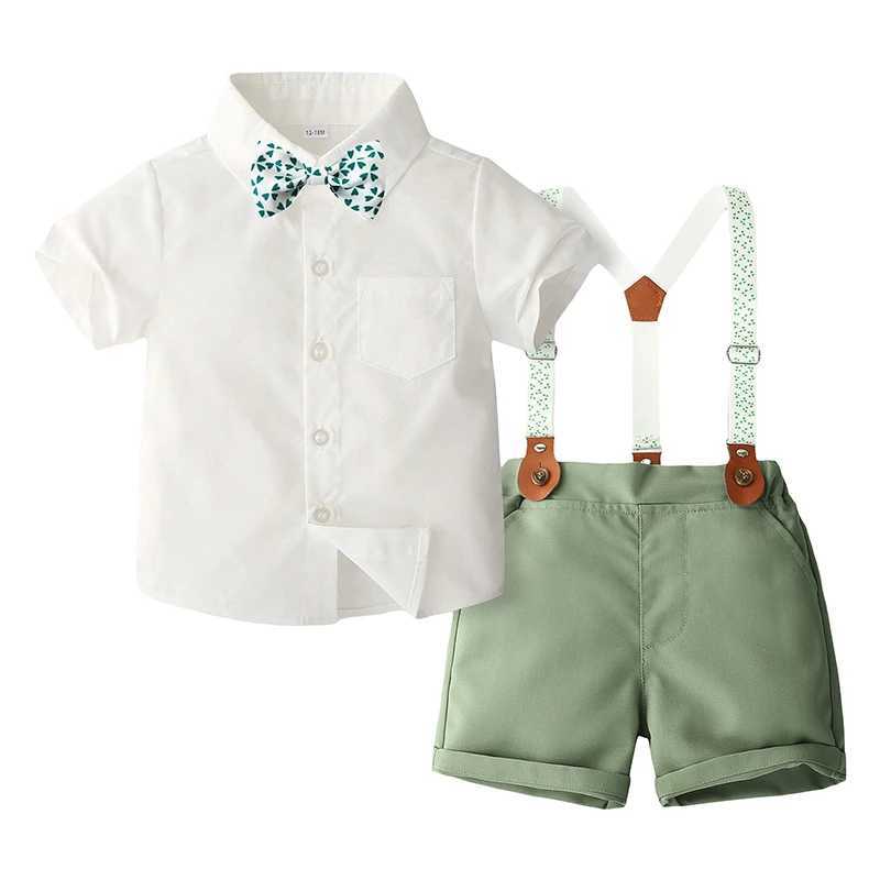 Clothing Sets Baby Boys 2Pcs Gentleman Outfits Summer Children Sets Short Sleeve Bowtie Shirt + Suspender Shorts Set Toddler Boy Clothes