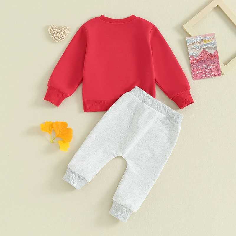 Clothing Sets 0-3Y Baby Boys Casual Outfits Valentines Day Toddler Long Sleeve Sweatshirts + Heart Print Pant Sets Kids Spring Fall Clothes R240708