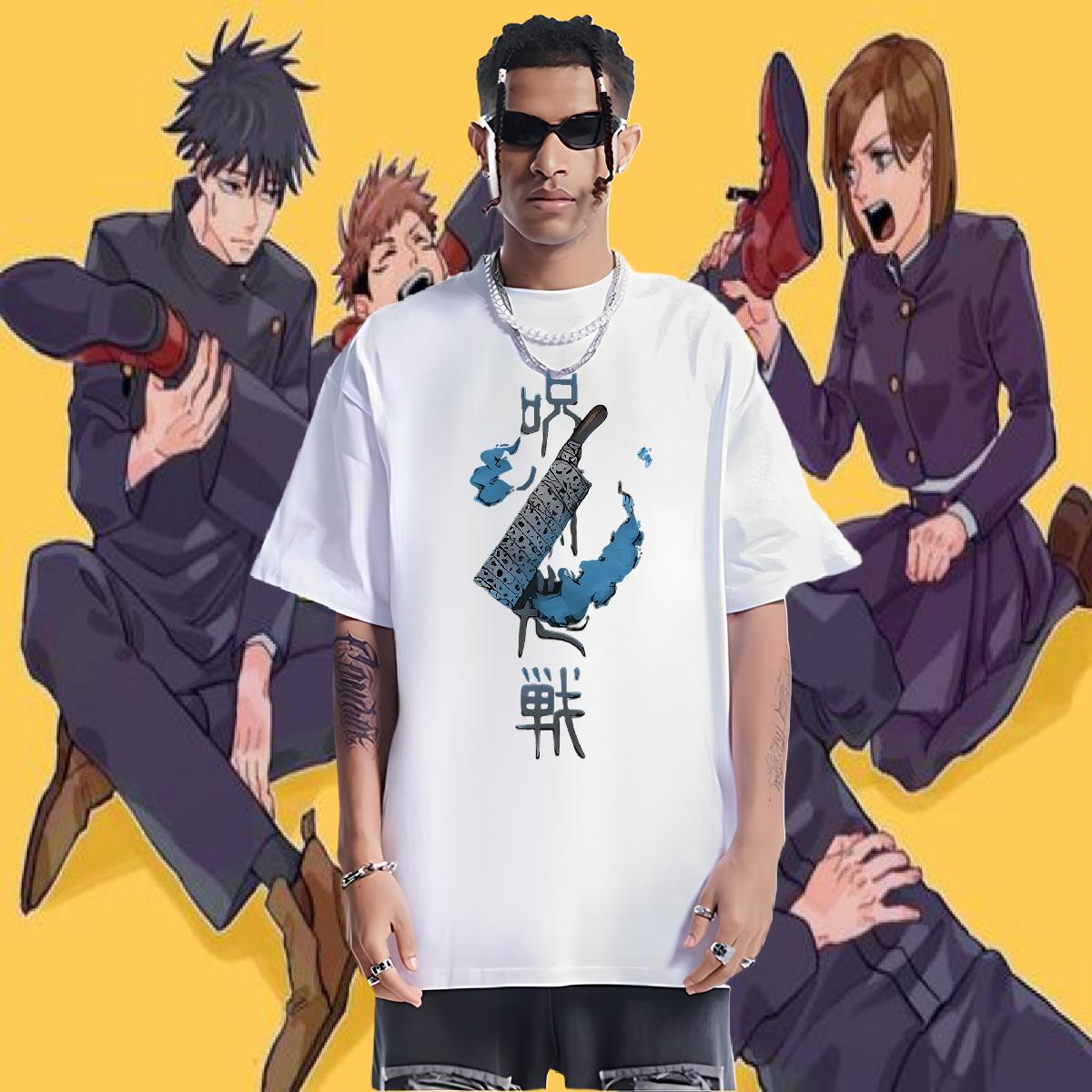 2024 Summer Man T Shirts O-Neck Short Sleeve Cotton Daily Outfit Tshirts Anime Print High Quality Polos