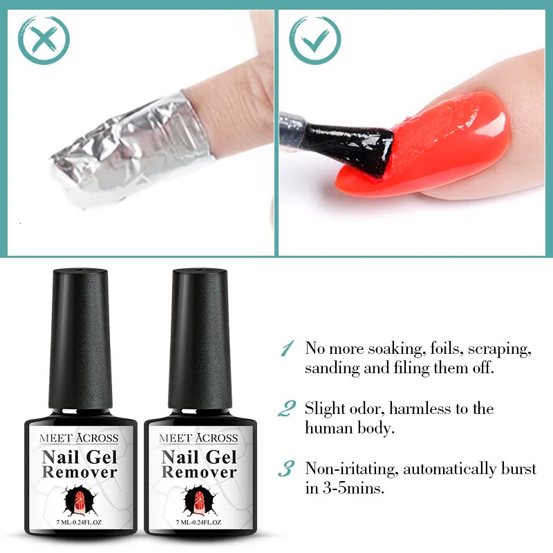 MEET ACROSS 7ML Magic Quick gel nail polish Varnish Soak Off UV Cleaning Function gel Removal Tool Nail Art 240705