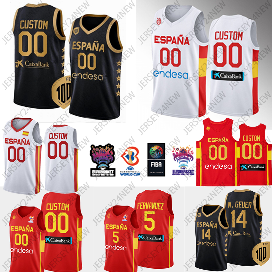 2024 NEW 100th anniversary Spain National Team Espana 14 Wears Euro Basket Basketball Jersey Willy Hernangomez Jersey Lorenzo Brown 16 7 Jaime Fernandez XS-4XL