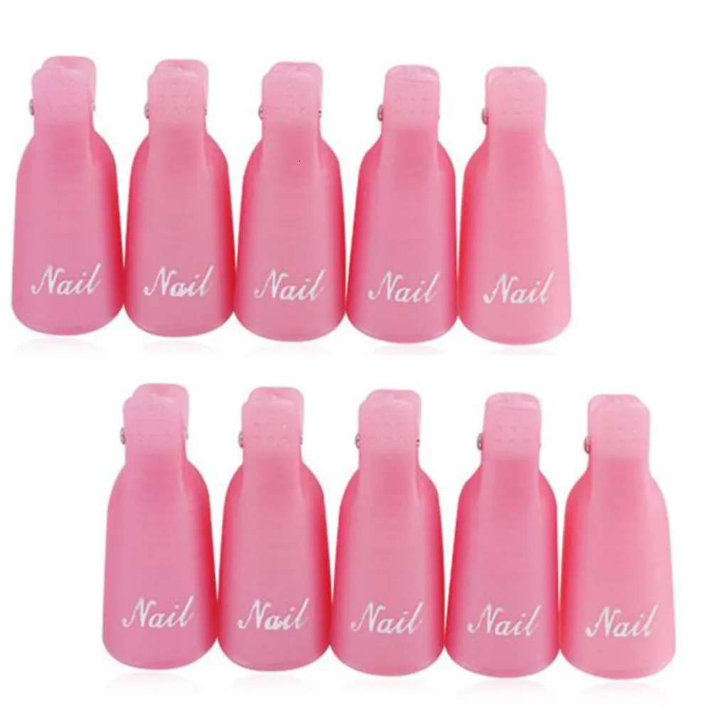 10 pieces/box UV gel polishing removal clip Color acrylic nail art soap cap clip DIY nail cleaning handle finger packing tool 240705