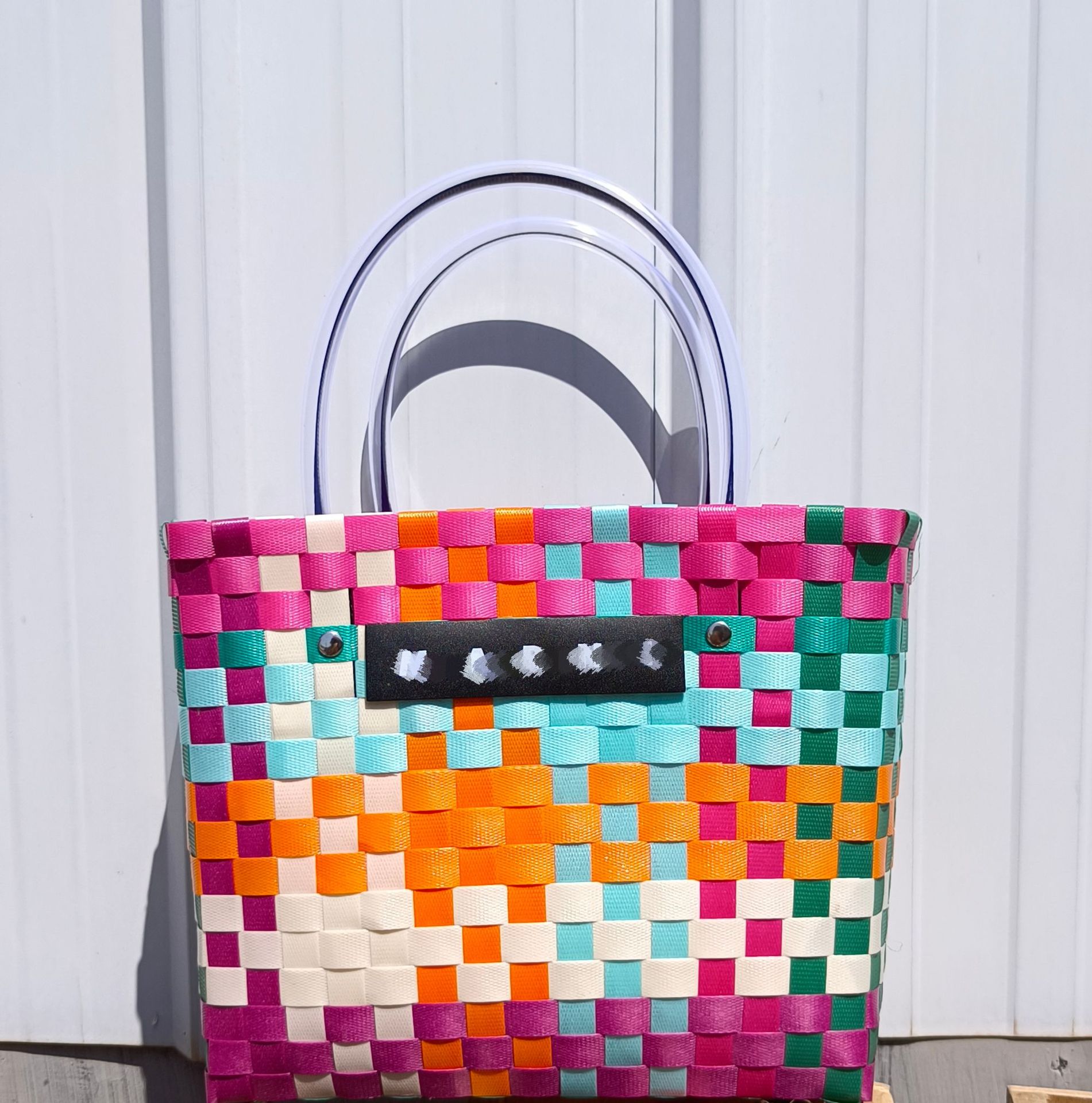 Shoulder Bags New color series handbag PP strap material handmade carrier beach bag holiday gift bag