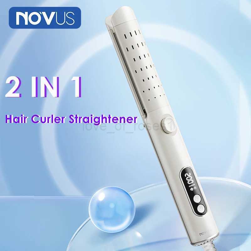 NOVUS 2 In 1 Hair Curler Straightener Fast Heating Hair Curling Iron With Cooling Air 4 Adjustable Temptures Hair StraightenerM240708