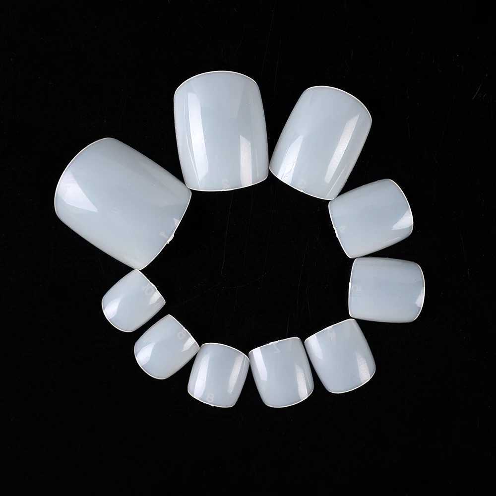 100pcs Artificial Square False Toe Nails Natural White Clear Full Cover Fake Toenail Acrylic Foot Nail Art Tips Manicure ToolsZ240709