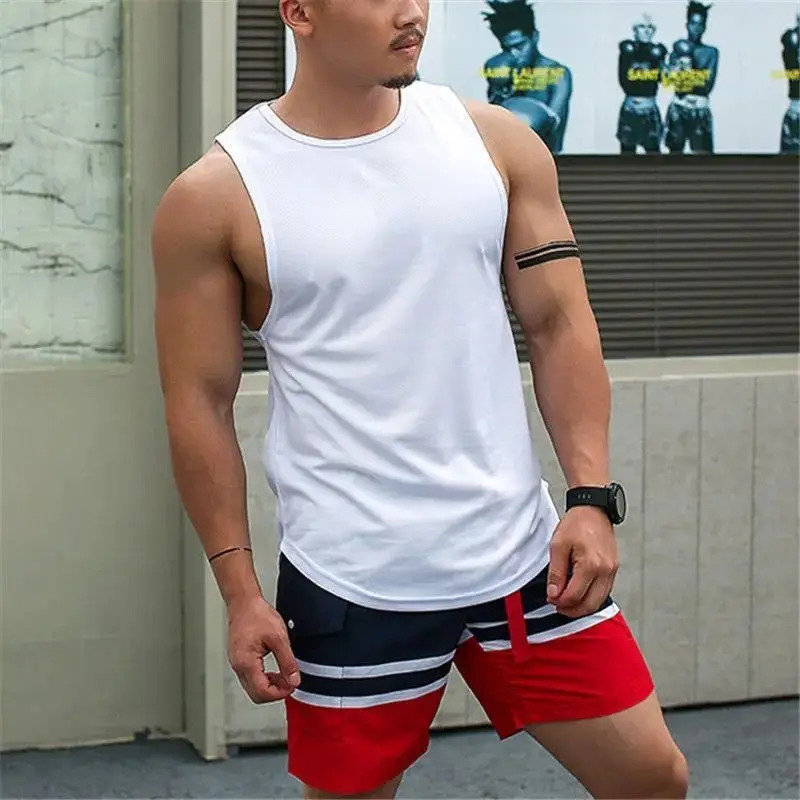 Summer Solid Cotton Tank Top Men Clothing Hip Hop Sports Quick Drying Breathable Y2k Loose Casual Hipster Vest Streetwears 240703