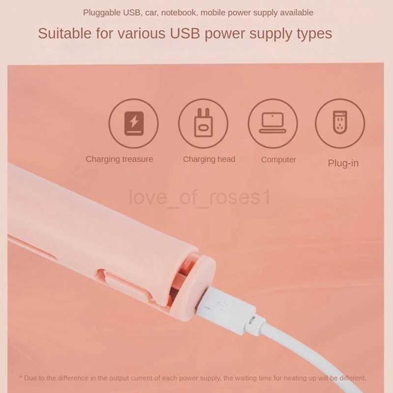 2 In 1 Dual-Purpose Hair Curler Mini Hair Straightener Travel Curling IronPortable Mini USB Hair CurlerZ240704