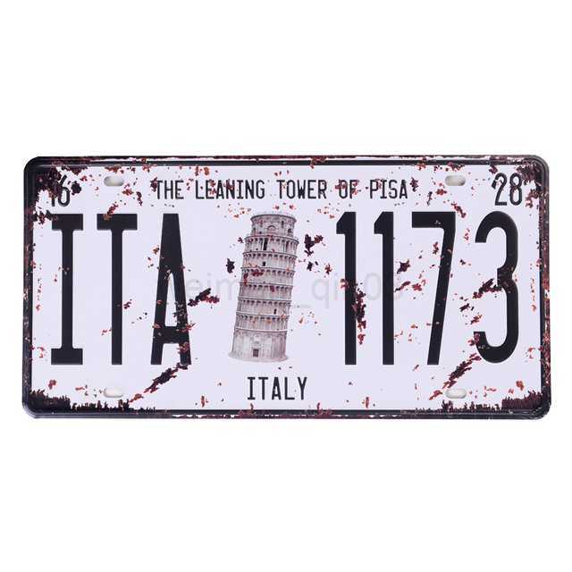 Route 66 Car Number License Metal Painting Sign Vintage France USA Brazil Mexico Plaque Tin Signs Retro Coffee Movie Route 66 Wall Decor for Bar Pub C