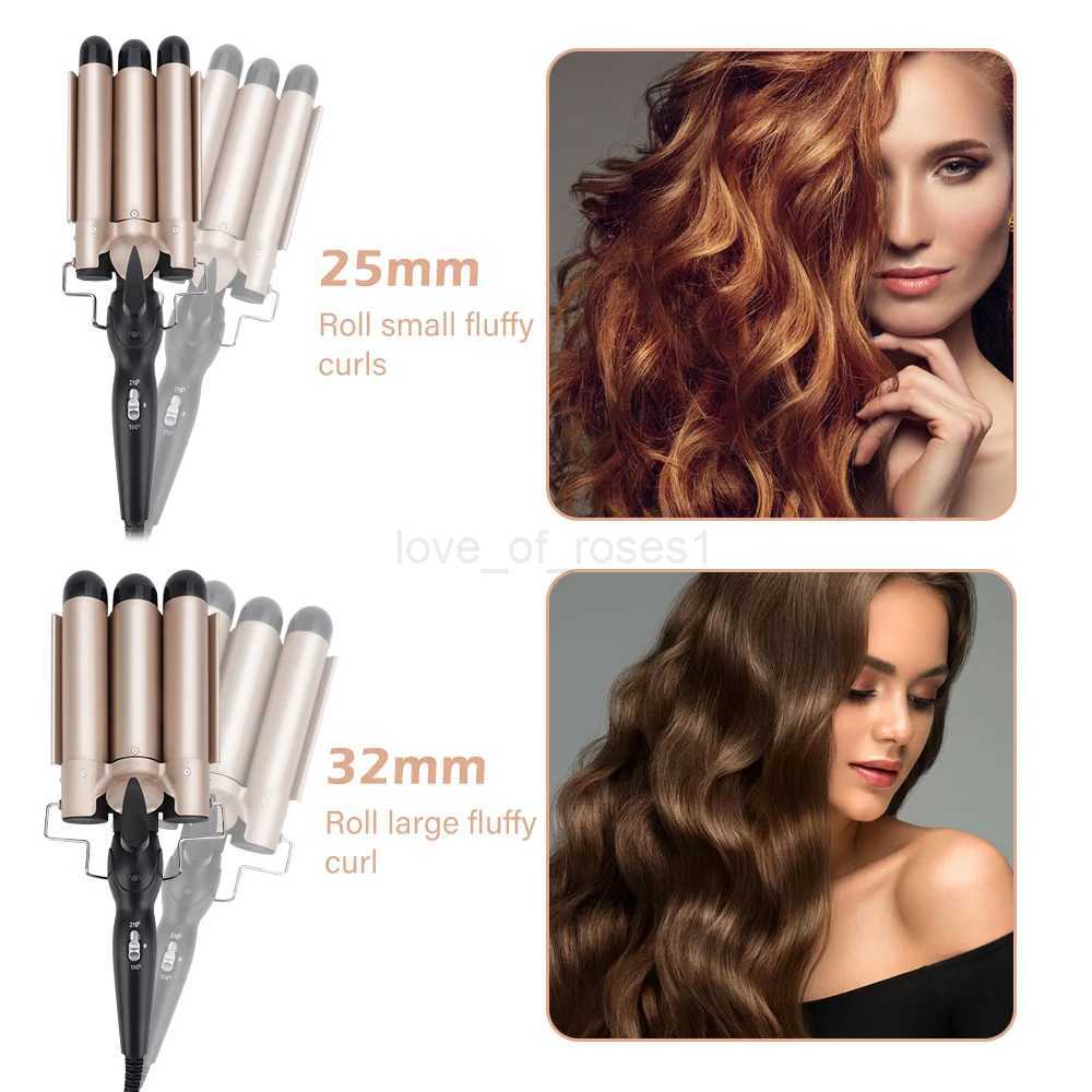 3 in 1 Curling Iron 25/32mm Heats Up Fast Tourmaline Ceramic Triple Barrels Beach Waves Curling Iron Roll Hair Styling ToolM240709