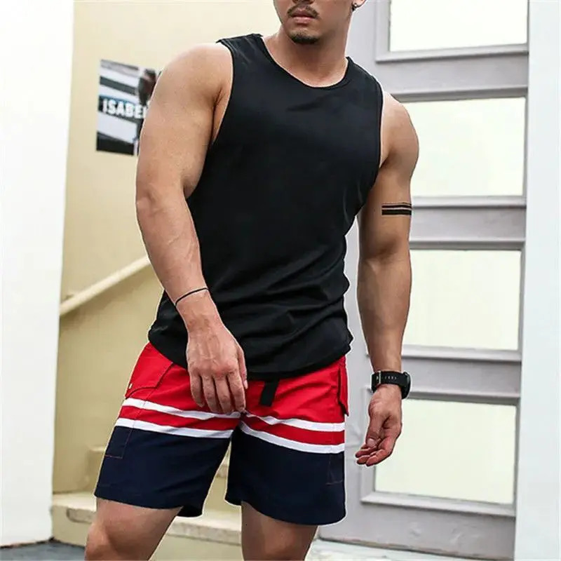 Summer Solid Cotton Tank Top Men Clothing Hip Hop Sports Quick Drying Breathable Y2k Loose Casual Hipster Vest Streetwears 240703