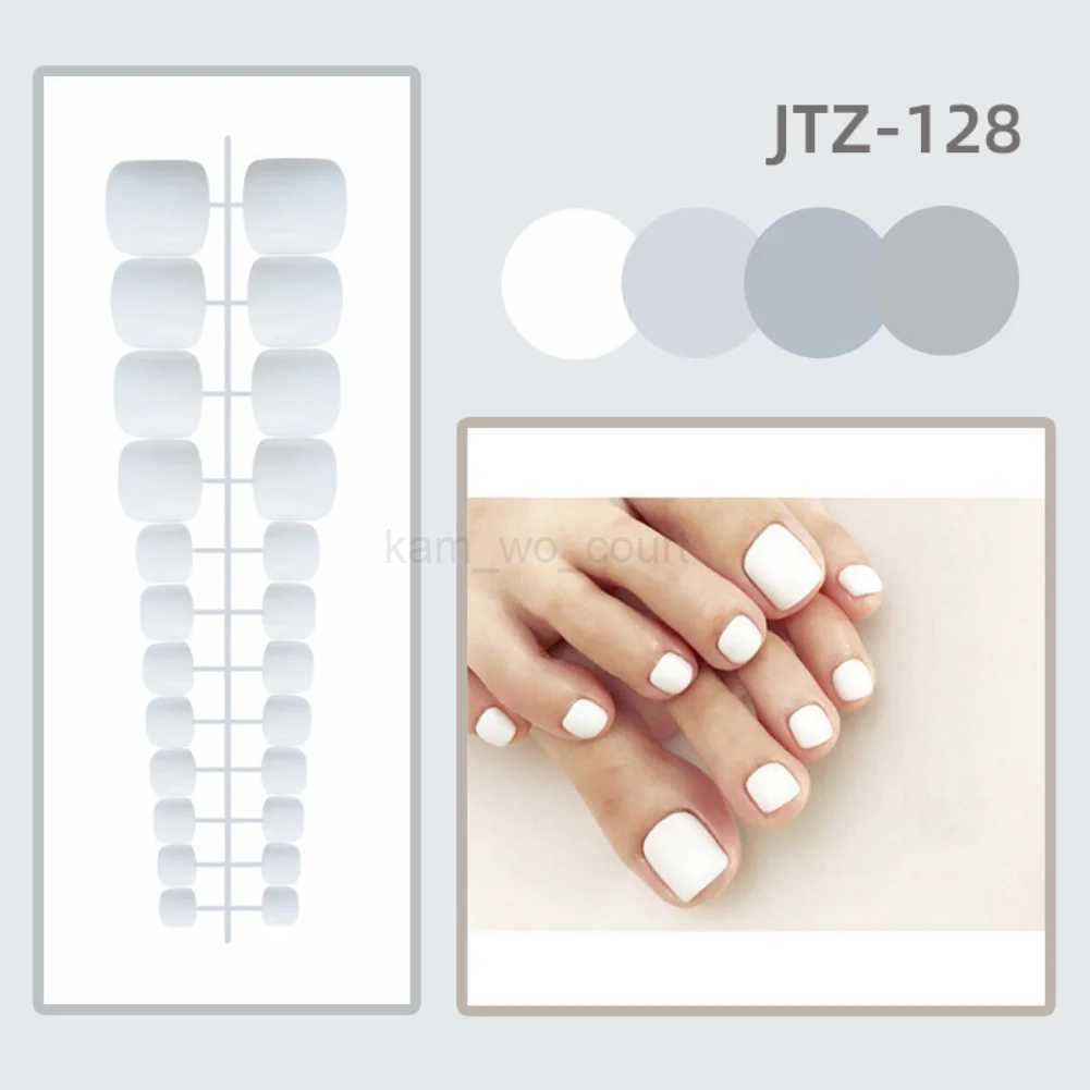 24P Acrylic Toenails Tips Bright Faced Press On Nails Art Removable Fake Toenails With Glue Full Cover Artificial Toe False NailM240708