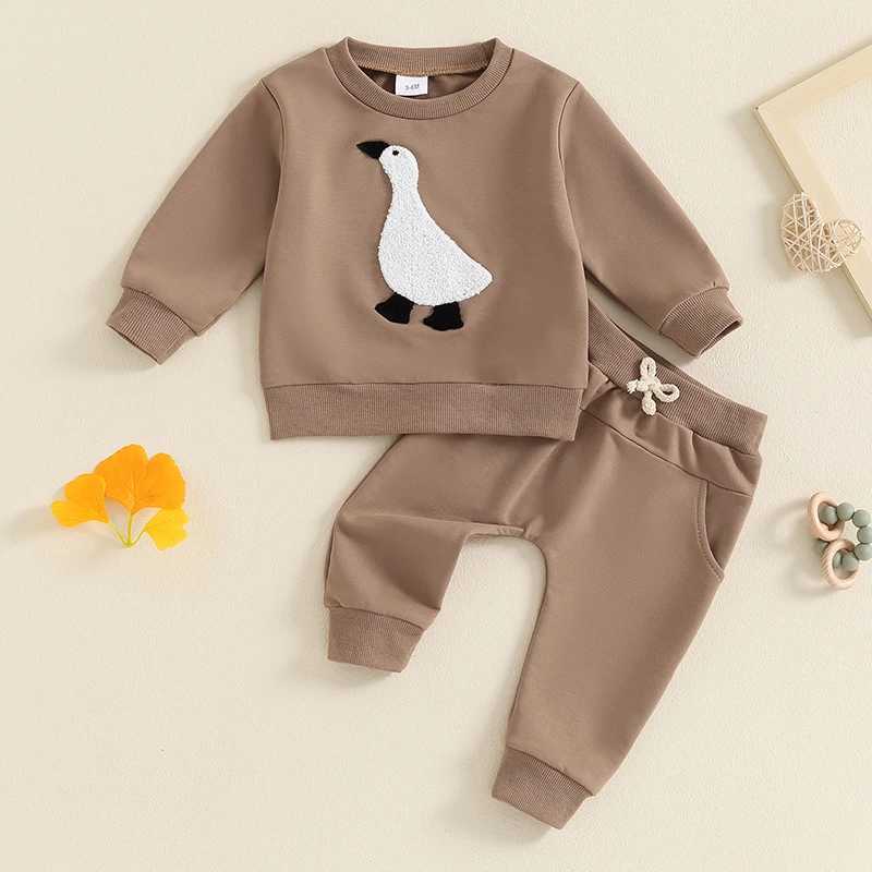 Clothing Sets Baby Boys Fall Pant Outfits Goose Embroidery Long Sleeve Pullover Sweatshirt and Sweatpants Set Toddler Clothes R240708