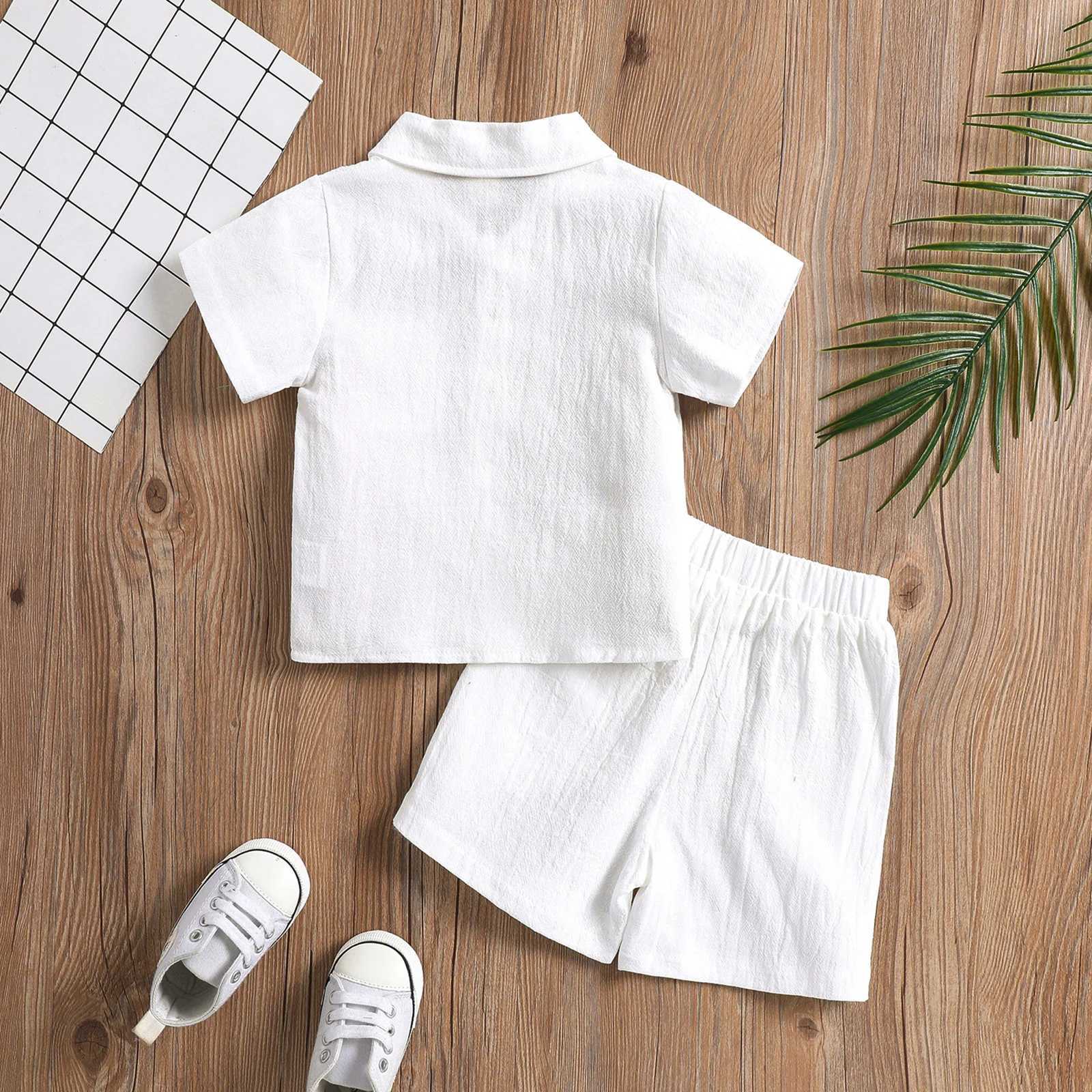 Clothing Sets Toddler Baby Boys Clothes Set Summer Outfit Solid Color Short Sleeve Lapel Neck Shirt Top+Casual Shorts 6M-4Y