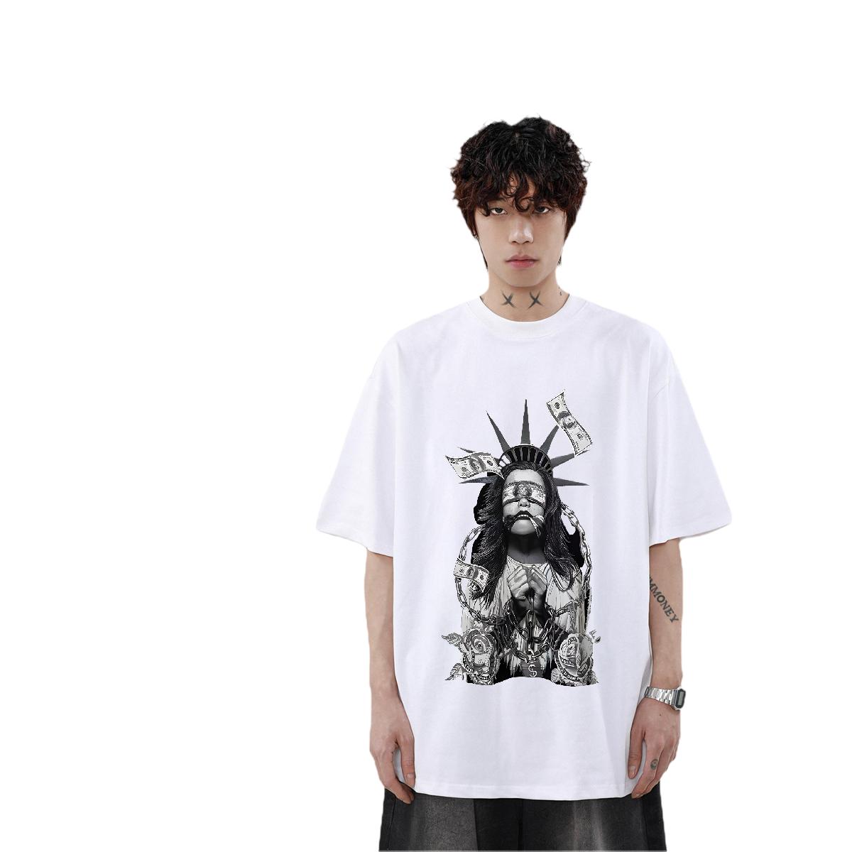 White Classic Casual Plus Size Sport Couple T-Shirts: Breathable Cotton Crew Neck Cool