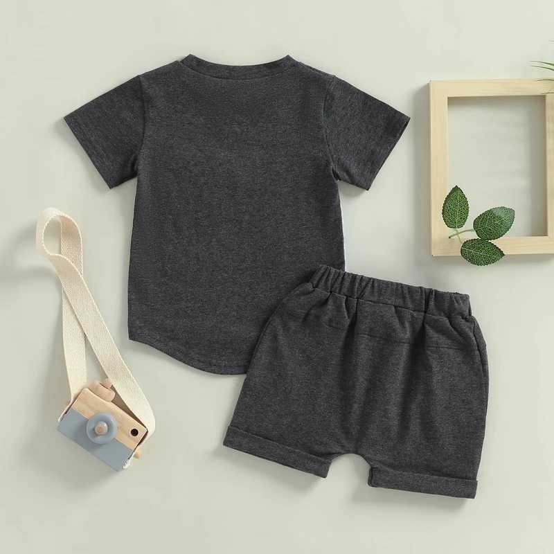 Clothing Sets 2023-03-06 Lioraitiin 0-3Years Toddler Baby Boys 2Pcs Summer Set Short Sleeve Patchwork T-shirt Elastic Waist Shorts Outfit R240708