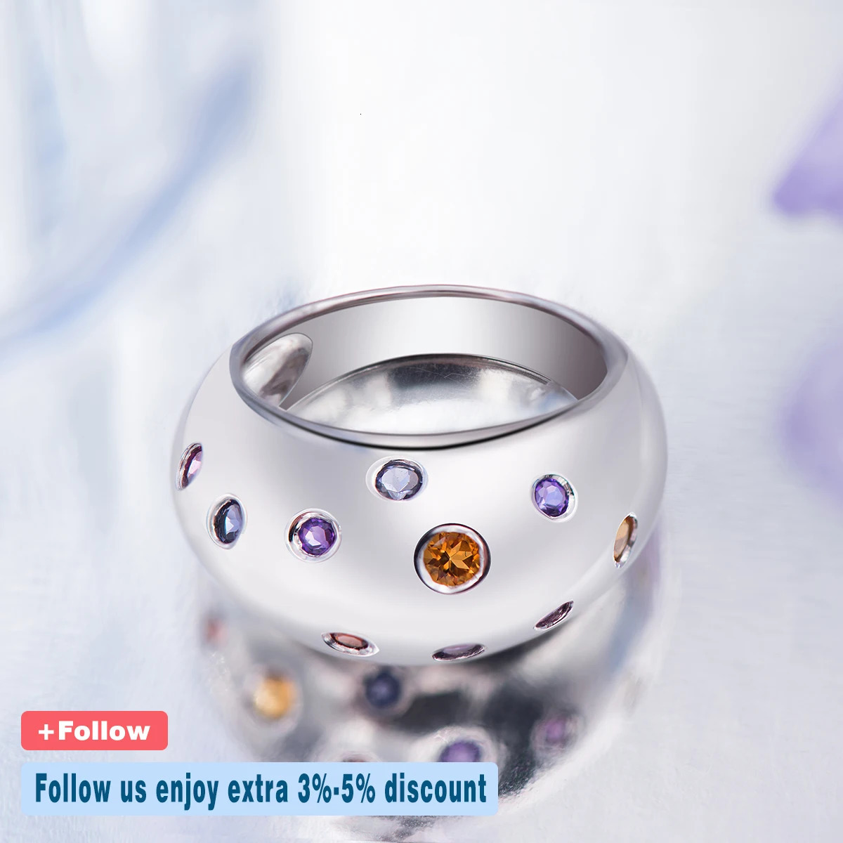 Stock Clearance Multi-color Gemstones Rings Citrine Amethyst Garnet Solid 925 Sterling Silver Ring Fine Elegant Classic Jewelry 240626