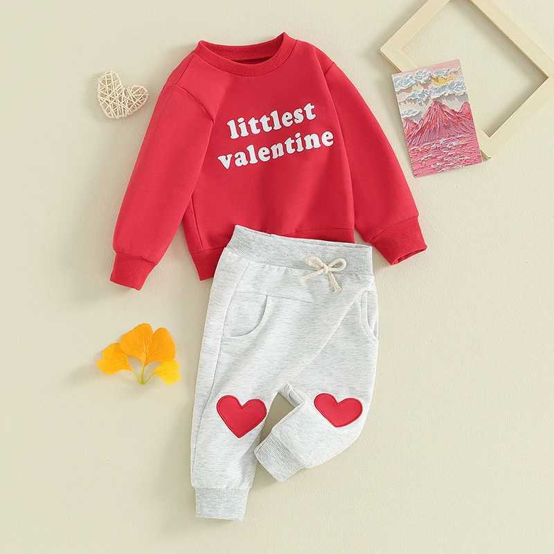 Clothing Sets 0-3Y Baby Boys Casual Outfits Valentines Day Toddler Long Sleeve Sweatshirts + Heart Print Pant Sets Kids Spring Fall Clothes R240708