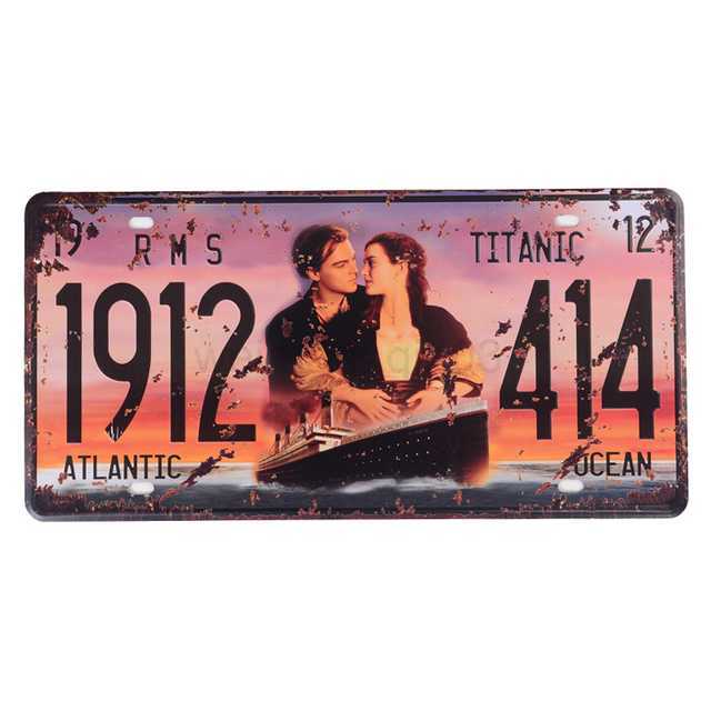 Route 66 Car Number License Metal Painting Sign Vintage France USA Brazil Mexico Plaque Tin Signs Retro Coffee Movie Route 66 Wall Decor for Bar Pub C