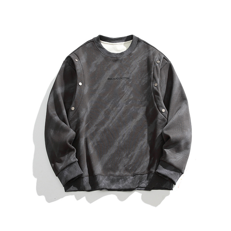 2023 New Tie Dyed Button Decorative Round Neck Sweater Fashion Trend Loose Long sleeved Top Bottom F7.8#87.22