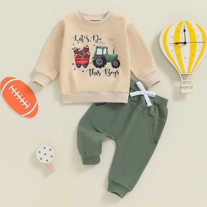 Clothing Sets Baby Boy Spring Fall 2 Piece Sets Car Letter Print Long Sleeve Pullover Sweatshirts Pants Outfits Toddler Clothes Tracksuits R240708