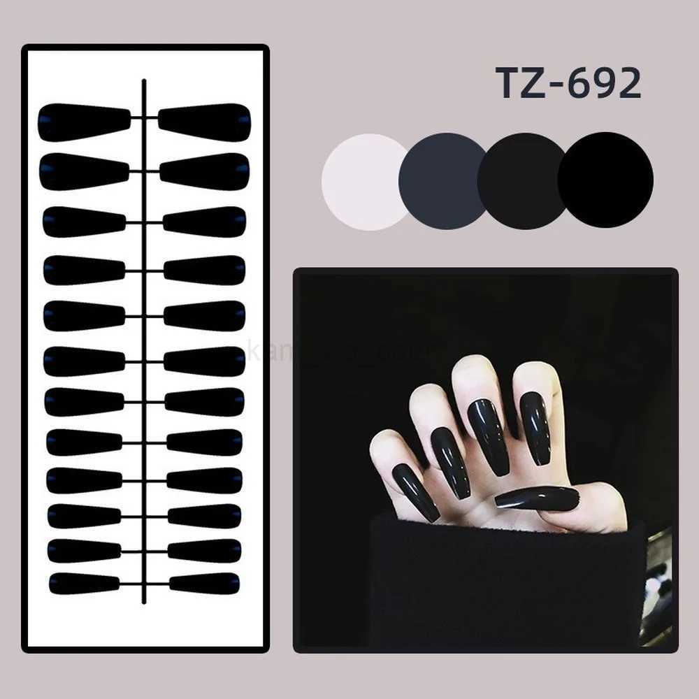 24Pcs/Set Wearing Removable Manicure Long Ballet Shiny Nail Patches Fake Nails Finished Wearing Nail Art Tools False Nail StripsM240708