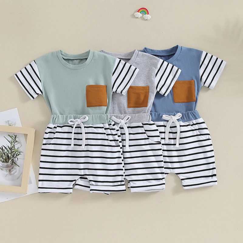 Clothing Sets 2023-11-04 Lioraitiin 0-3Y Newborn Baby Boy Shorts Set Summer Clothes Short Sleeve Crew Neck T-shirt with Striped Shorts Outfit